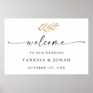 Poster Verdure Aquarelle Bienvenue À Notre Signe Mariage