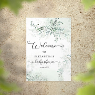 Poster Verdure Aquarelle Eucalyptus Baby shower Bienvenue