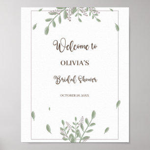 Poster Verdure Aquarelle Fête des mariées Florale Bienven