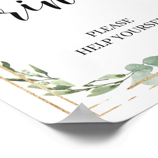 Poster Verdure boho succulente pailletée or eucalyptus (Coin)