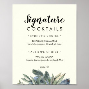 Poster Verdure d'hiver Panneau de cocktails Signature I