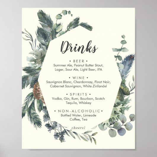 Poster Verdure d'hiver | Panneau de menu de boissons de m (Devant)