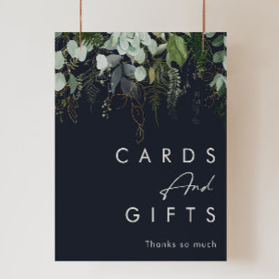 Poster Verdure et Feuille d'Or   Cartes et Cadeaux Bleu M