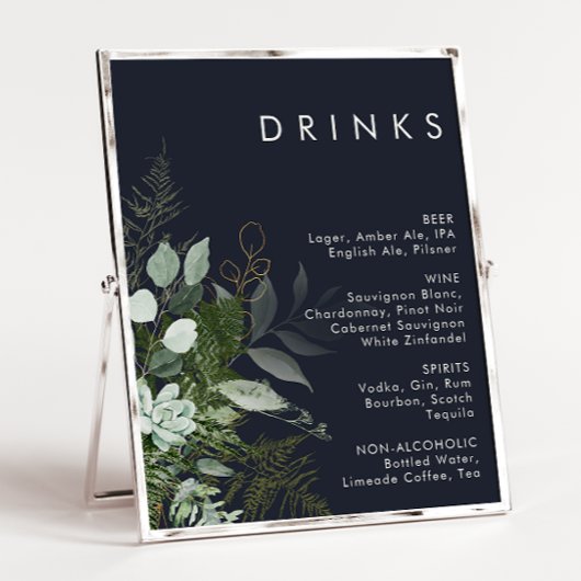 Poster Verdure et Feuille d'Or | Menu des Boissons de Mar
