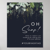 Poster Verdure et Feuille d'Or | Navy Foncé Oh Snap Hasht (Devant)