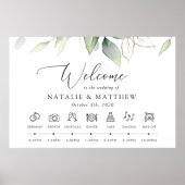Poster Verdure, Eucalyptus Feuilles, Chronologie Mariage (Devant)