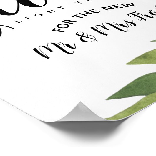 Poster verdure feuillage laisser l'amour fêter mariage (Coin)