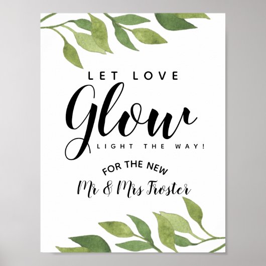 Poster verdure feuillage laisser l'amour fêter mariage (Devant)