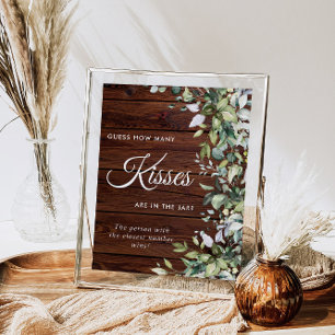 Poster Verdure Floral Rustique Bois Combien de Baisers Pa
