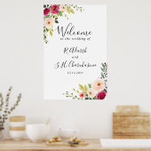 Poster Verdure Rose Blush Floral Mariage Bienvenue (Cuisine)
