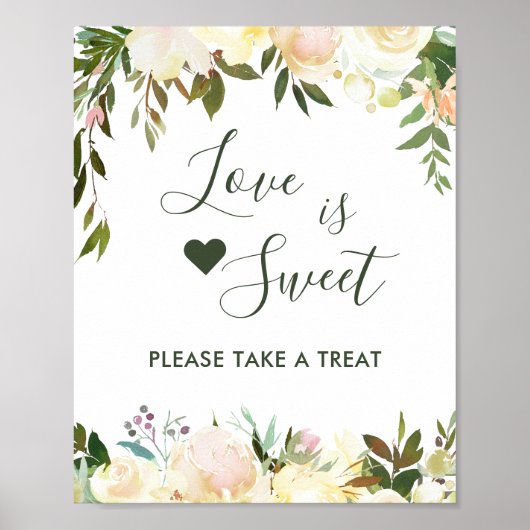 Poster Verdure Rustique Floral Love is Sweet Dessert Bar (Devant)