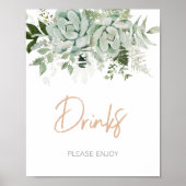 Poster Verdure Succulents Baby shower Boissons (Devant)