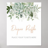 Poster Verdure Succulents Baby shower Déchets Raffle (Devant)