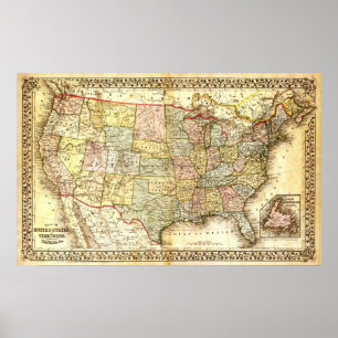 Poster Verenigde Staten Map