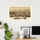 Poster Vergennes, VT Carte panoramique - 1890 (Bureau à domicile)