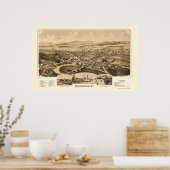 Poster Vergennes, VT Carte panoramique - 1890 (Cuisine)