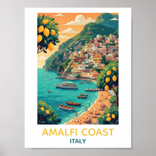 Poster Verger de citrons vintage de la côte d'Amalfi Ital