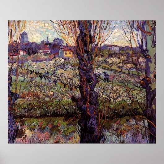 Poster Verger en fleurs, Arles par Vincent van Gogh (Devant)
