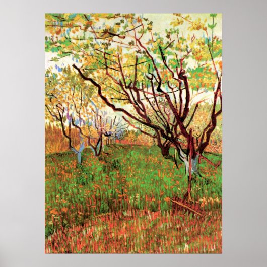 Poster Verger en fleurs de Vincent van Gogh (Devant)