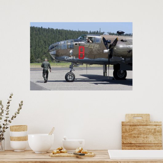 POSTER VÉRIFICATION AVANT VOL SUR MITCHELL B-25 BOMBER (Cuisine)