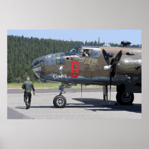 POSTER VÉRIFICATION AVANT VOL SUR MITCHELL B-25 BOMBER