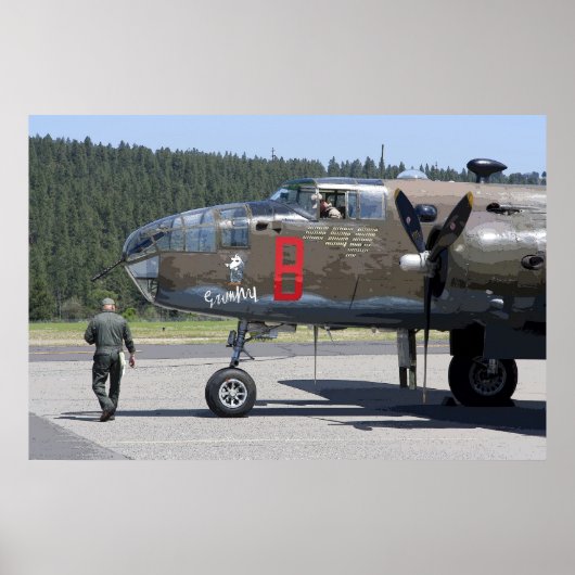POSTER VÉRIFICATION AVANT VOL SUR MITCHELL B-25 BOMBER (Devant)