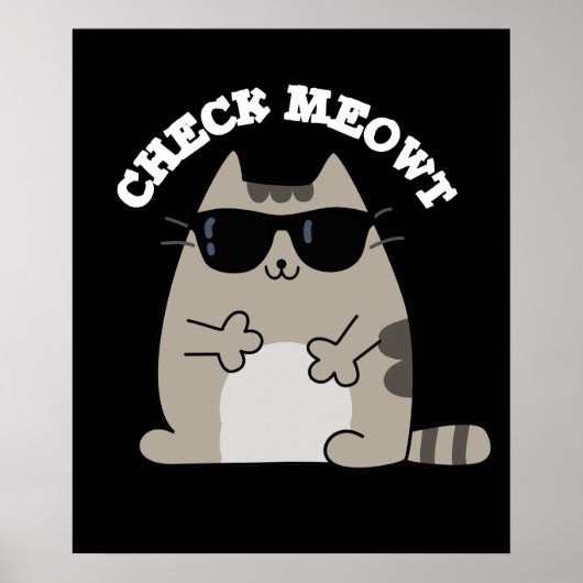 Poster Vérifier Meowt Funny Cool Chat Pun Dark BG (Devant)