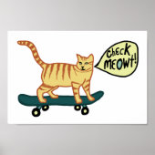 Poster Vérifier Meowt Punny Skateboard Tabby Cat (Devant)