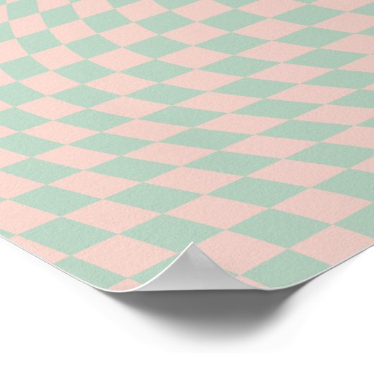 Poster Vérifier Motif Sage Vert Et Beige Checkerboard (Coin)