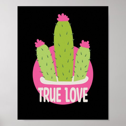 Poster Véritable amour Kawaii cactus vert et rose (Devant)