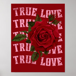 Poster Véritable Amour Rose Romantique Saint Valentin