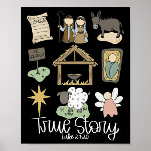Poster Véritable histoire Noël rétro Christian Religious