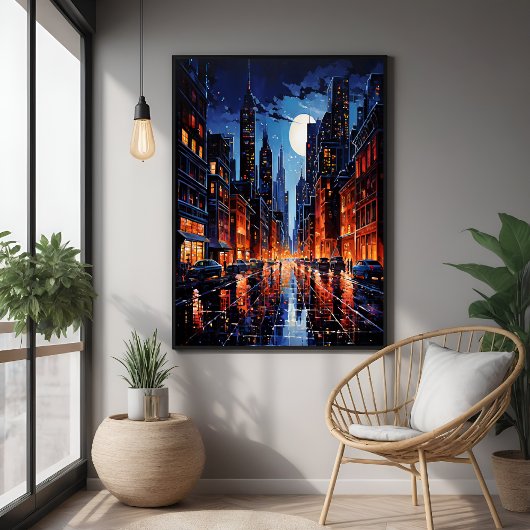 Poster Véritable paysage urbain de nuit