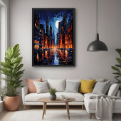 Poster Véritable paysage urbain de nuit