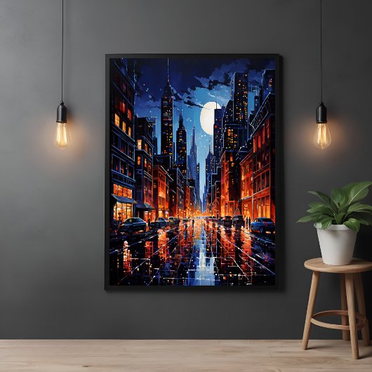 Poster Véritable paysage urbain de nuit