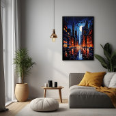 Poster Véritable paysage urbain de nuit