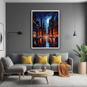 Poster Véritable paysage urbain de nuit