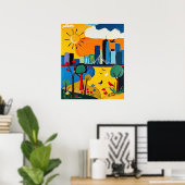 Poster Véritable paysage urbain et nature (Bureau à domicile)