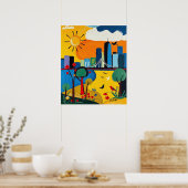 Poster Véritable paysage urbain et nature (Cuisine)