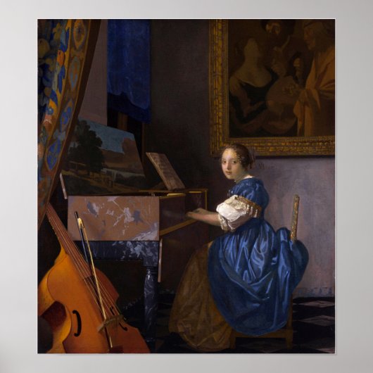 Poster Vermeer - Dame Assis À Une Virginal 1675 (Devant)