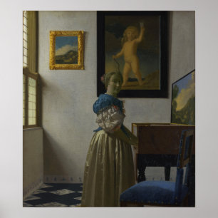Poster Vermeer - Dame debout devant un virginal 1674