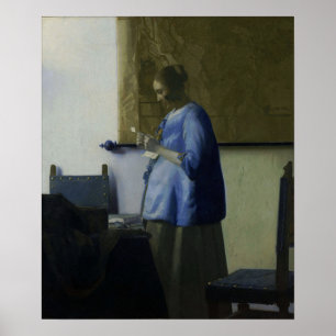 Poster Vermeer - Femme En Bleu Lire Une Lettre 1665
