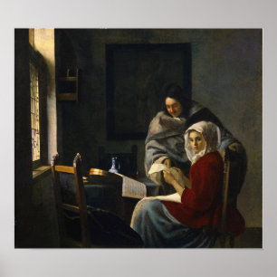 Poster Vermeer - Fille Interrompue À Sa Musique 1661