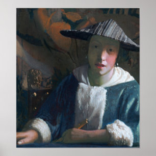 Poster Vermeer - Jeune Fille Avec Une Flûte 1670