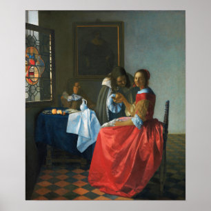 Poster Vermeer - La fille avec un verre de vin 1662