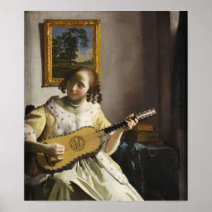 Poster Vermeer - Le Joueur de Guitare 1673