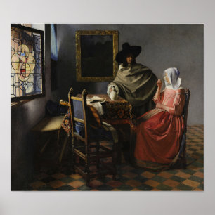Poster Vermeer - Le Verre Du Vin 1661