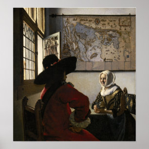 Poster Vermeer - Officier Et Fille Rire 1660