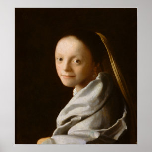 Poster Vermeer - Portrait D'Une Jeune Femme 1674