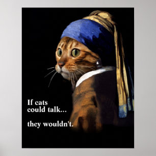 Poster Vermeer Spoof Chat avec une oreille perle